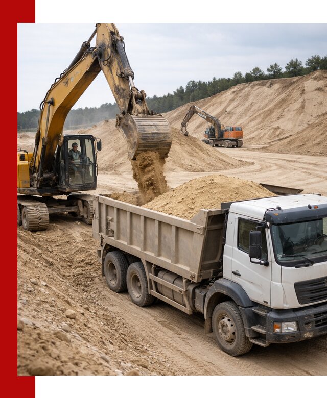 Доставка карьерного песка с самосвалами и разгрузкой в Муроме