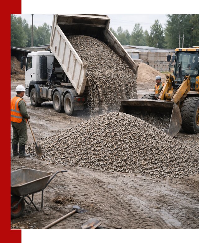 Мытый гравий с доставкой в Муроме от карьера до участка