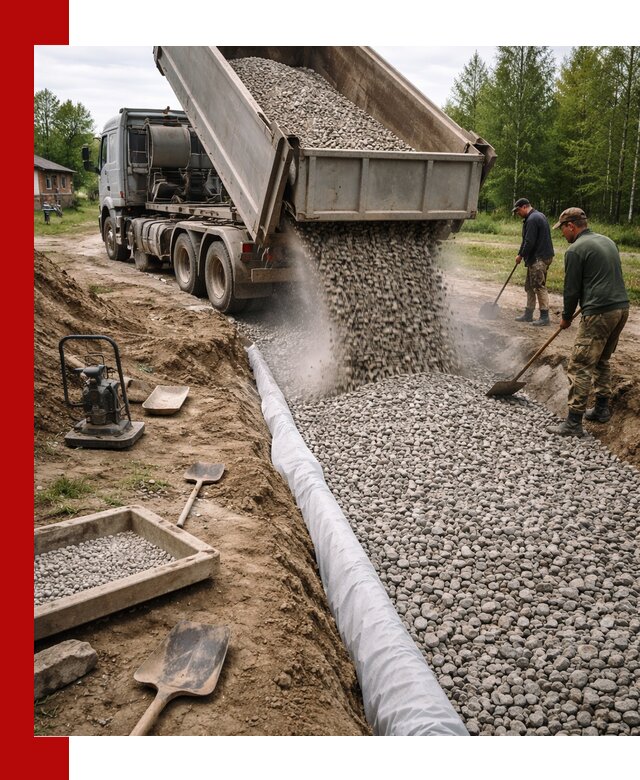 Гравий для дренажа с доставкой в Муроме качественный и недорогой