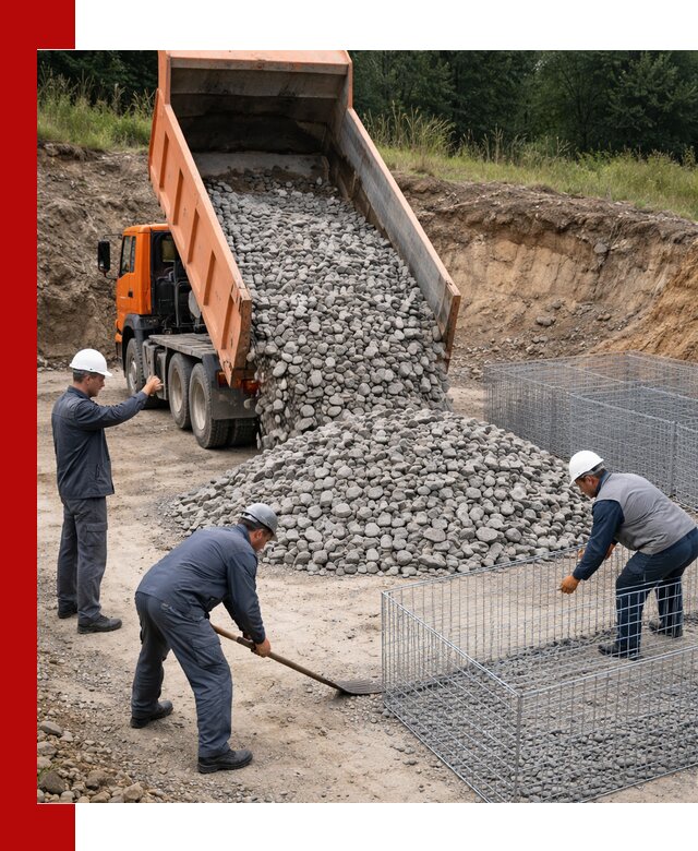 Камень для габионов с доставкой в Муроме быстро и надёжно