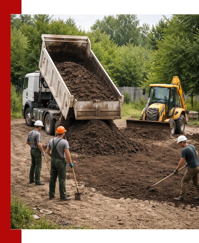 Доставка и укладка грунта для выравнивания участка в Муроме
