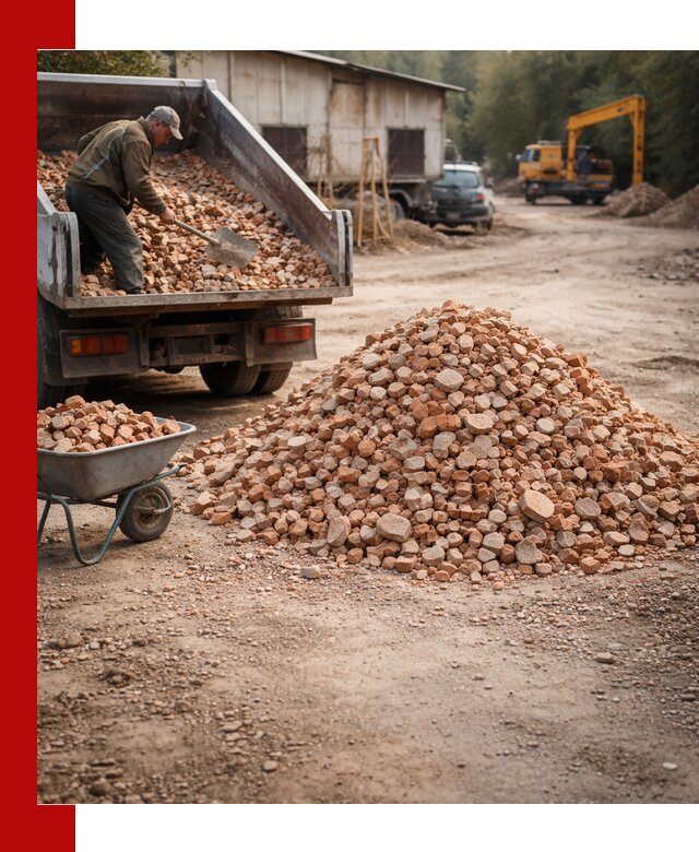 Доставка и подушка из боя кирпича с разгрузкой в Муроме