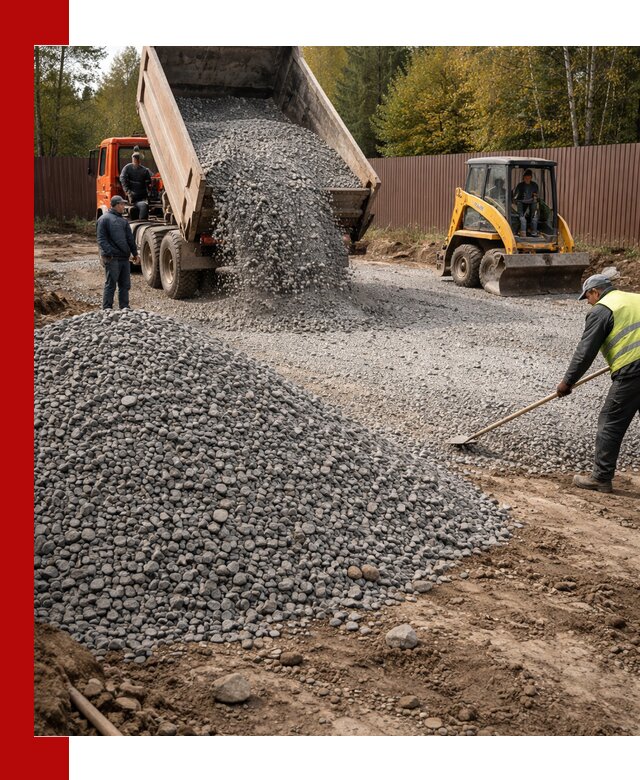 Отсыпка участка щебнем с доставкой и уплотнением в Муроме